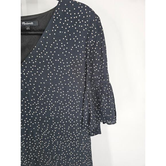 Madewell Sz 4 Navy White polka dots Shift Mini Dress, fully lined - Picture 2 of 5